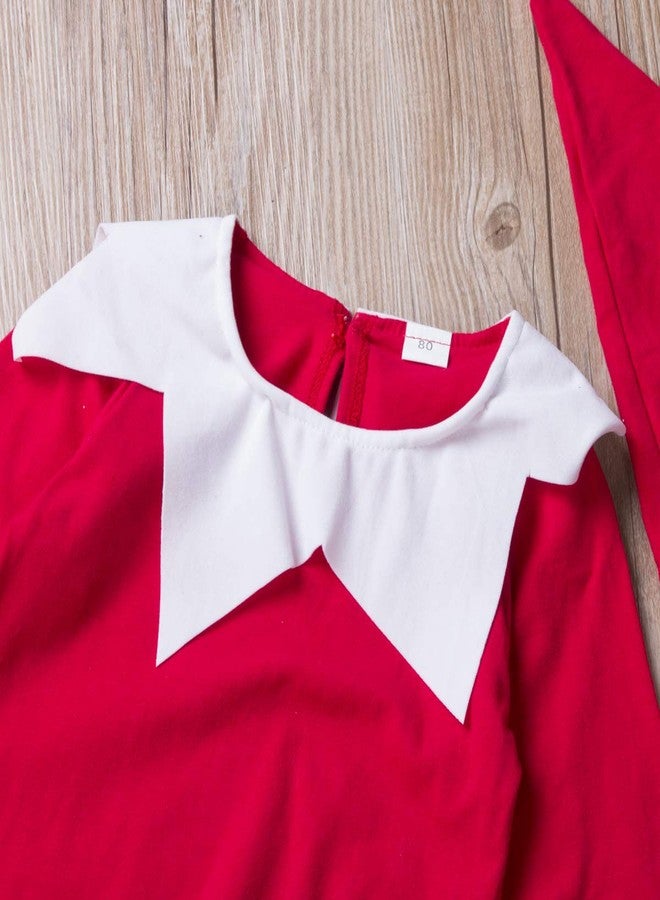 Gureui Newborn Baby Boy Girl Christmas Outfit Elf Costume with Hat Toddler Infant Long Sleeve Romper Onesie (A Red, 6-12 Months) - Image 3